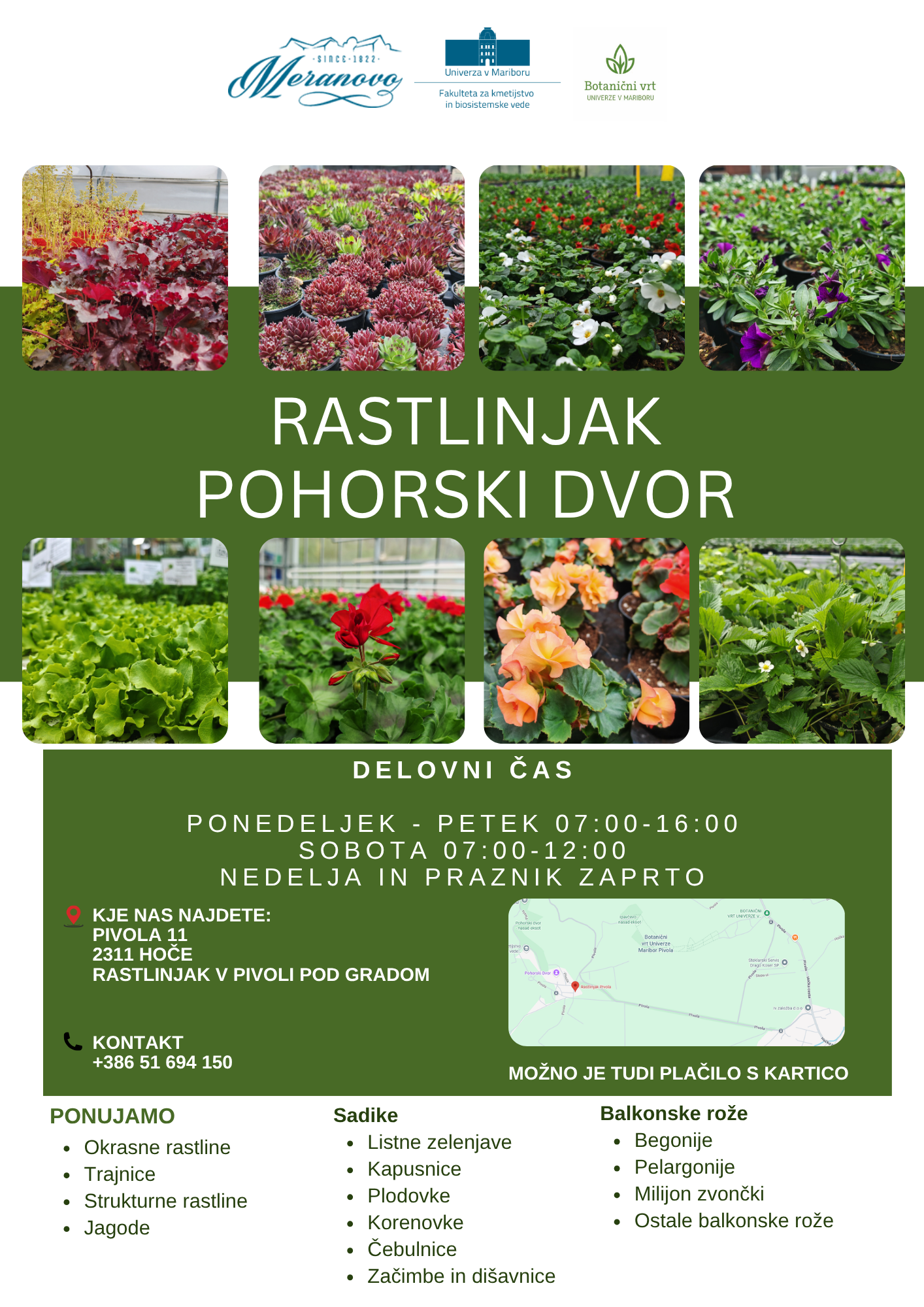 Read more about the article Nov delovni čas: Rastlinjak Pohorski dvor
